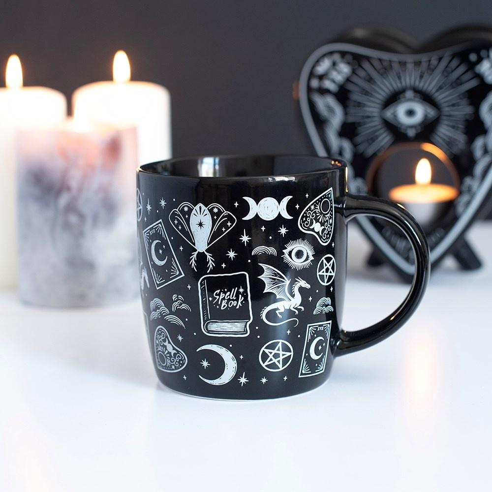 Something Different - Spellbound Secrets Mystical Print Tasse - Schwarz/WeiÃŸ